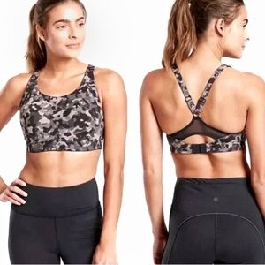 Athleta Advance Sports Bra Camo Print  Athletic Activewear Sz 36B